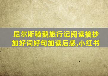 尼尔斯骑鹅旅行记阅读摘抄加好词好句加读后感,小红书