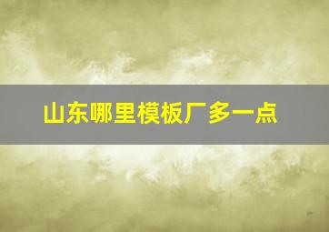 山东哪里模板厂多一点