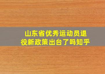 山东省优秀运动员退役新政策出台了吗知乎