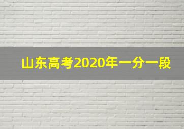 山东高考2020年一分一段