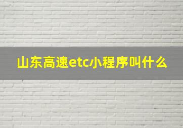 山东高速etc小程序叫什么