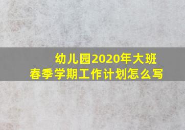 幼儿园2020年大班春季学期工作计划怎么写