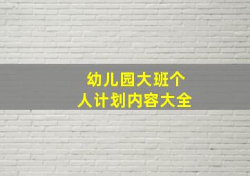 幼儿园大班个人计划内容大全