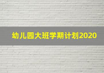 幼儿园大班学期计划2020