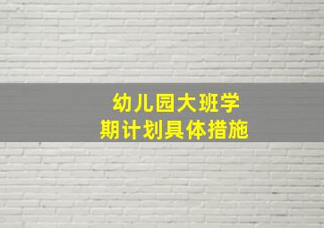 幼儿园大班学期计划具体措施