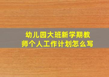 幼儿园大班新学期教师个人工作计划怎么写