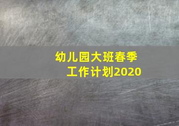 幼儿园大班春季工作计划2020