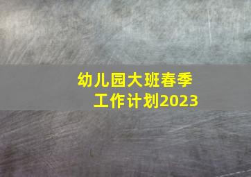 幼儿园大班春季工作计划2023