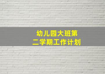 幼儿园大班第二学期工作计划