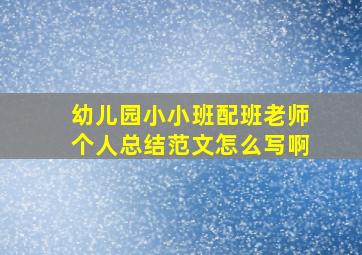 幼儿园小小班配班老师个人总结范文怎么写啊