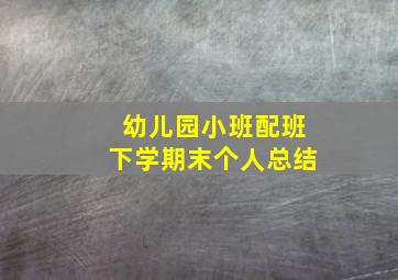 幼儿园小班配班下学期末个人总结