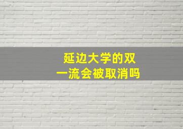 延边大学的双一流会被取消吗