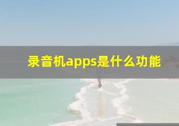 录音机apps是什么功能