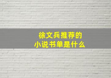 徐文兵推荐的小说书单是什么