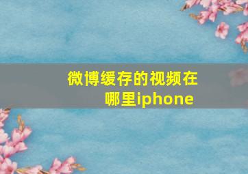 微博缓存的视频在哪里iphone