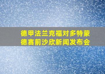 德甲法兰克福对多特蒙德赛前沙欣新闻发布会