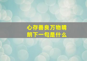 心存善良万物晴朗下一句是什么