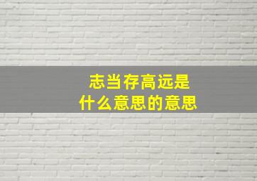 志当存高远是什么意思的意思