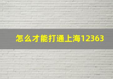 怎么才能打通上海12363