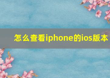 怎么查看iphone的ios版本