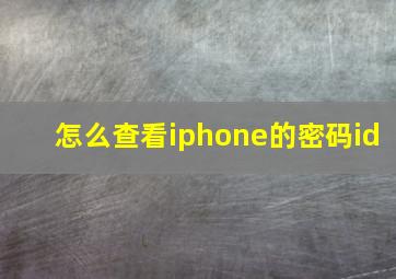 怎么查看iphone的密码id