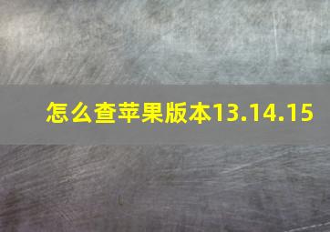 怎么查苹果版本13.14.15