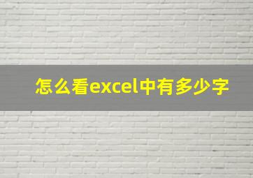 怎么看excel中有多少字