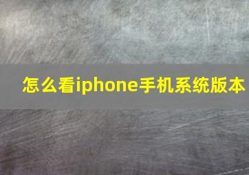 怎么看iphone手机系统版本