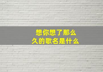 想你想了那么久的歌名是什么