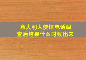 意大利大使馆电话调查后结果什么时候出来