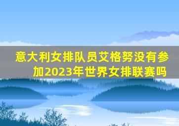 意大利女排队员艾格努没有参加2023年世界女排联赛吗