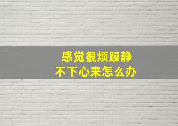 感觉很烦躁静不下心来怎么办