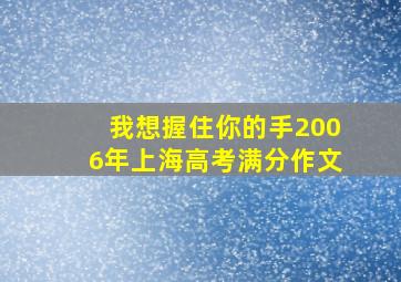 我想握住你的手2006年上海高考满分作文