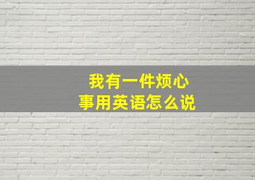 我有一件烦心事用英语怎么说