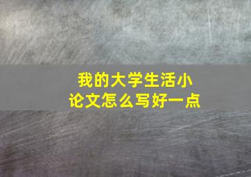 我的大学生活小论文怎么写好一点