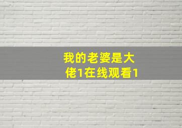 我的老婆是大佬1在线观看1