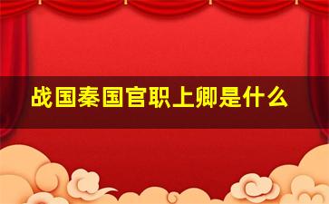 战国秦国官职上卿是什么