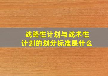 战略性计划与战术性计划的划分标准是什么