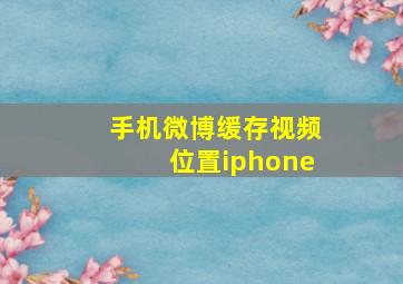 手机微博缓存视频位置iphone