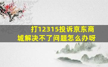 打12315投诉京东商城解决不了问题怎么办呀