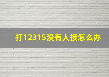 打12315没有人接怎么办