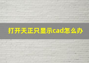 打开天正只显示cad怎么办