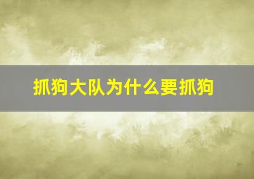 抓狗大队为什么要抓狗