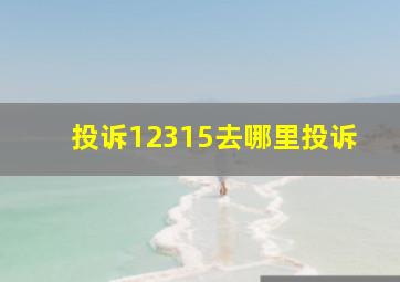 投诉12315去哪里投诉