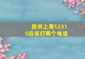 投诉上海12315应该打哪个电话