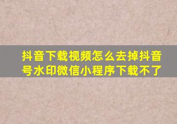 抖音下载视频怎么去掉抖音号水印微信小程序下载不了