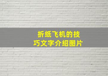 折纸飞机的技巧文字介绍图片