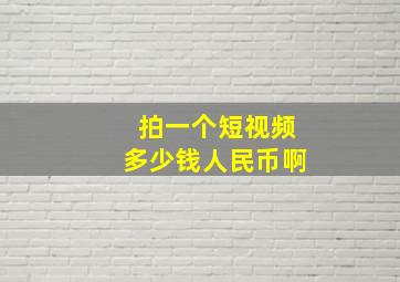 拍一个短视频多少钱人民币啊