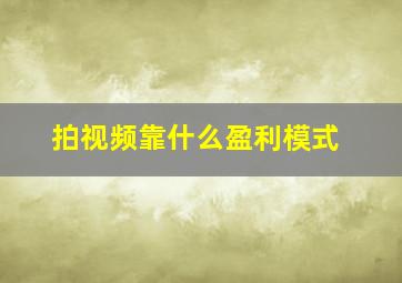 拍视频靠什么盈利模式