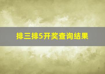 排三排5开奖查询结果